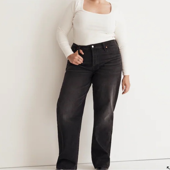 Madewell Low-Slung Straight Jeans in Kent Wash black 33 - Picture 1 of 7